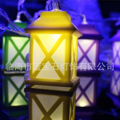 直銷LED裝飾燈串 塑料房子電池盒圣誕彩燈串 戶外太陽能燈串