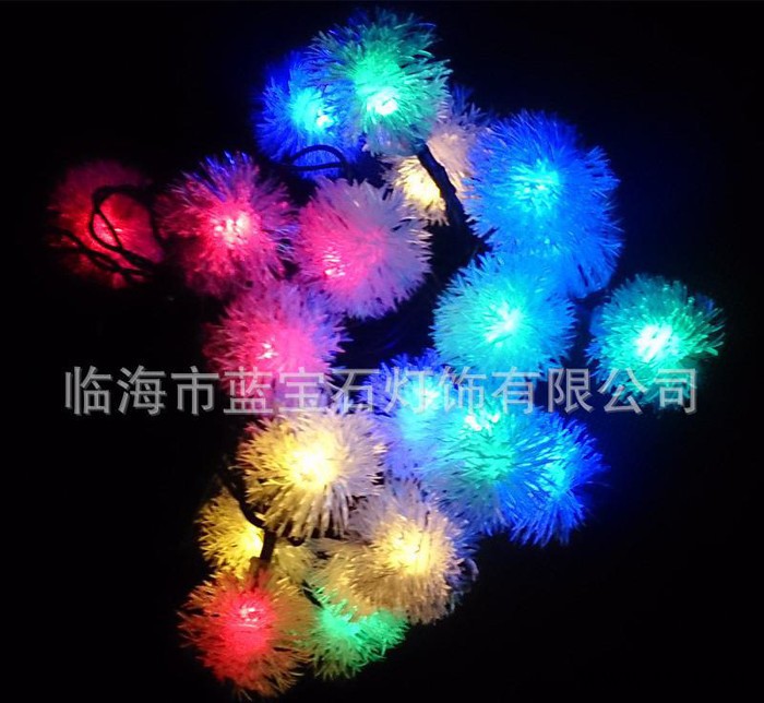 誠信直銷 太陽能LED燈串  圣誕裝飾彩燈 毛毛球雪花串燈