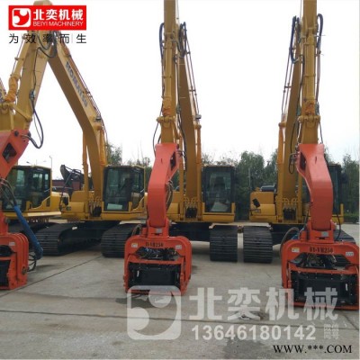 預制光伏樁打樁機 打樁挖機 振動錘打鋼管樁 小型管樁機 光伏電站打樁機