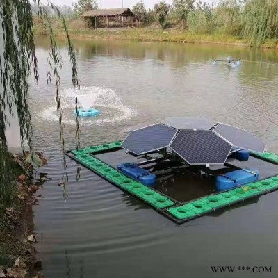 綠博斯LBSSUN-PQ 污水河道治理太陽能曝氣機 河道專用太陽能光伏板噴泉曝氣機 光伏浮船蓄電池組太陽能噴泉曝氣機