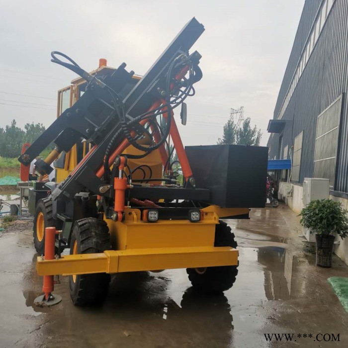 **小型四輪式波形光伏高速公路裝載打拔鉆一體護(hù)欄打樁機(jī)