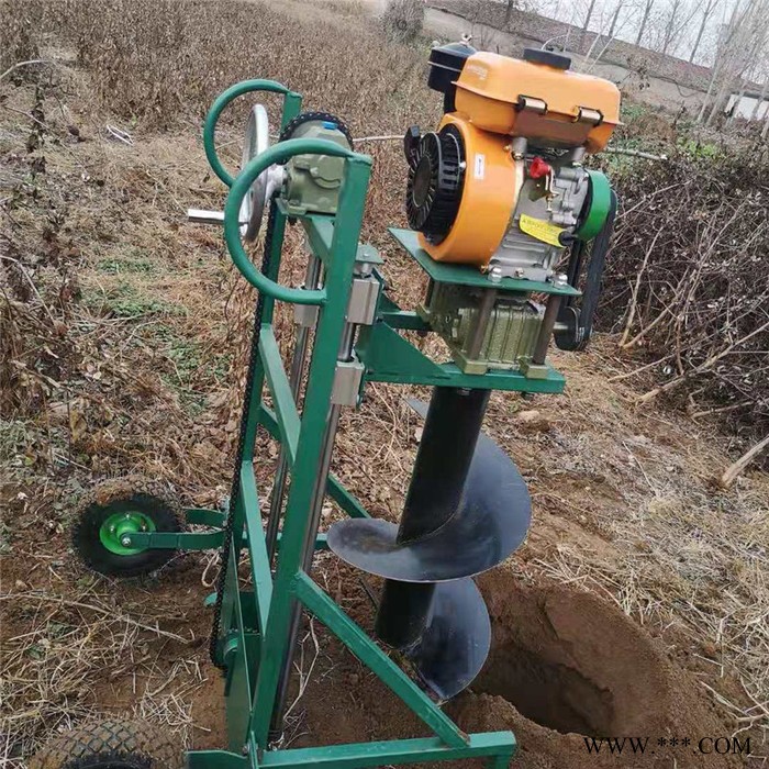 小四輪帶動挖坑機 光伏工程打樁打洞機 螺旋式汽油挖洞機富興