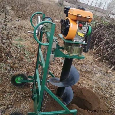 小四輪帶動挖坑機 光伏工程打樁打洞機 螺旋式汽油挖洞機富興