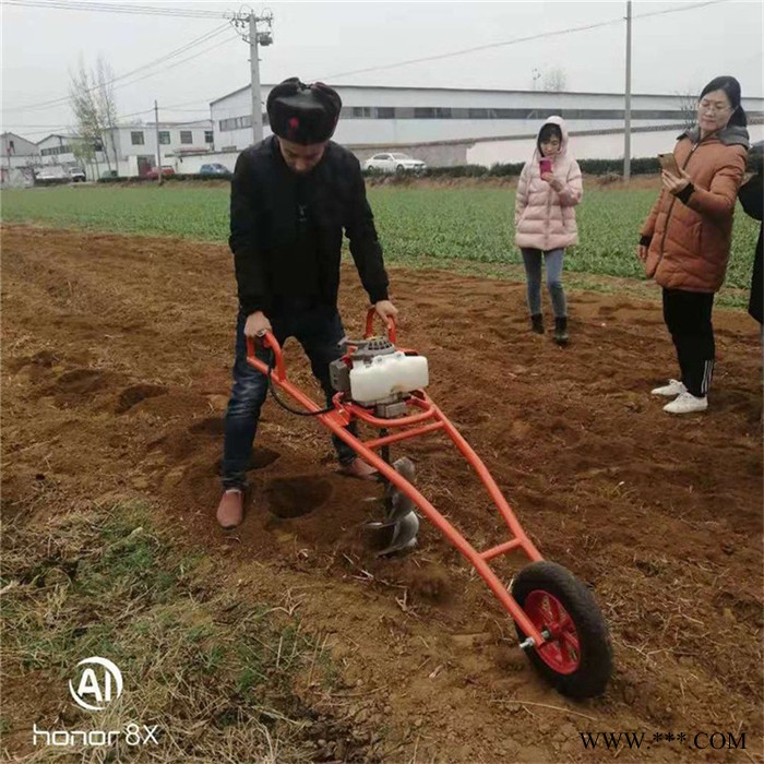 太陽能光伏打樁挖坑機   山東汽油種植鉆眼機  果苗種植高效挖坑機視頻