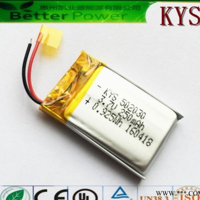 聚合物鋰電池工廠供應(yīng)現(xiàn)貨鋰電池502030 3.7v250MAH小音箱mp3藍(lán)牙耳機(jī)鋰電池