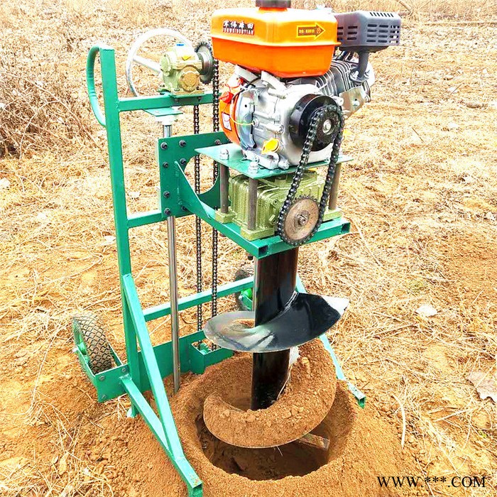 光伏發電打坑機 汽油大馬力梯田栽樹挖坑機 手推帶輪鉆穴機廠家