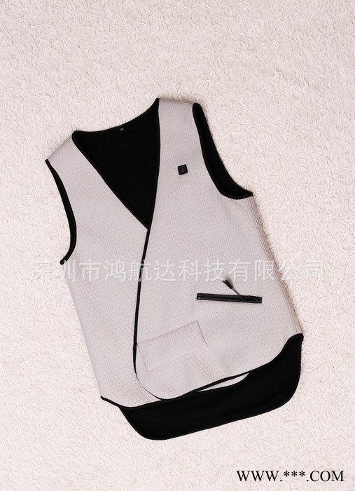 灰白色發熱馬甲 智能鋰電池發熱服  電熱發熱服 電熱背心
