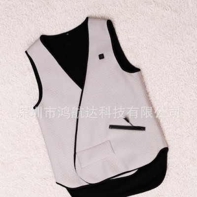 灰白色發熱馬甲 智能鋰電池發熱服  電熱發熱服 電熱背心