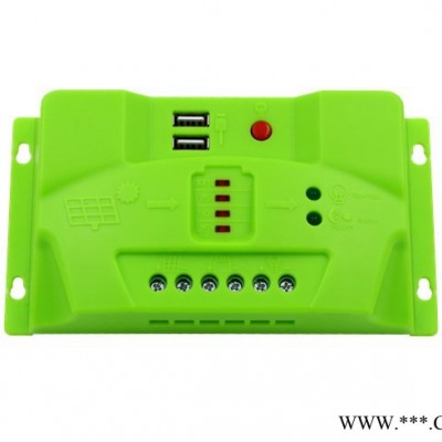 SR1012 太陽能控制器 10A 12V LED指示 自2個(gè)USB接口 PWM充電 太陽能智能控制器