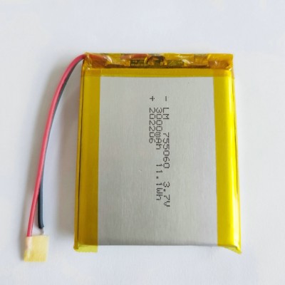 戶外露營燈聚合物鋰電池755060容量3000mah智能音箱臺(tái)燈鋰電池