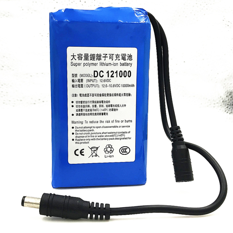 12V10000聚合物L(fēng)ED燈電機共享設(shè)備用鋰電池