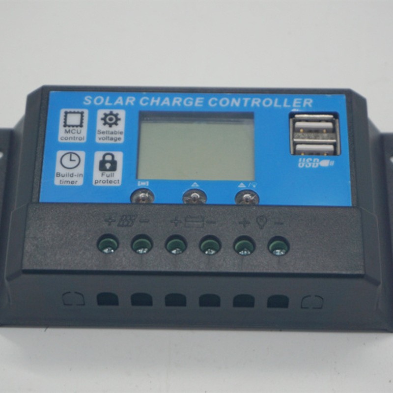 H系列40A50A60A12V24V智能型LCD太陽能控制器藍色單輸入輸出DC座